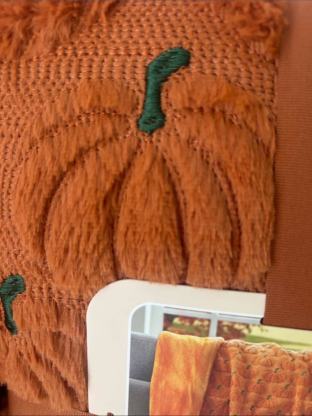 2 Viral Costco Pumpkin Faux Fur Embroidered Throw Blankets Set of 2 NEW - Picture 5 of 6